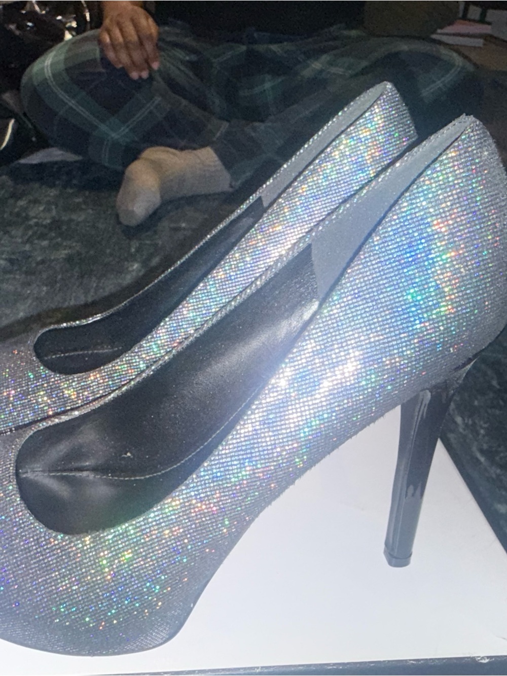 Nine West Holographic Silver High Heel Pumps
